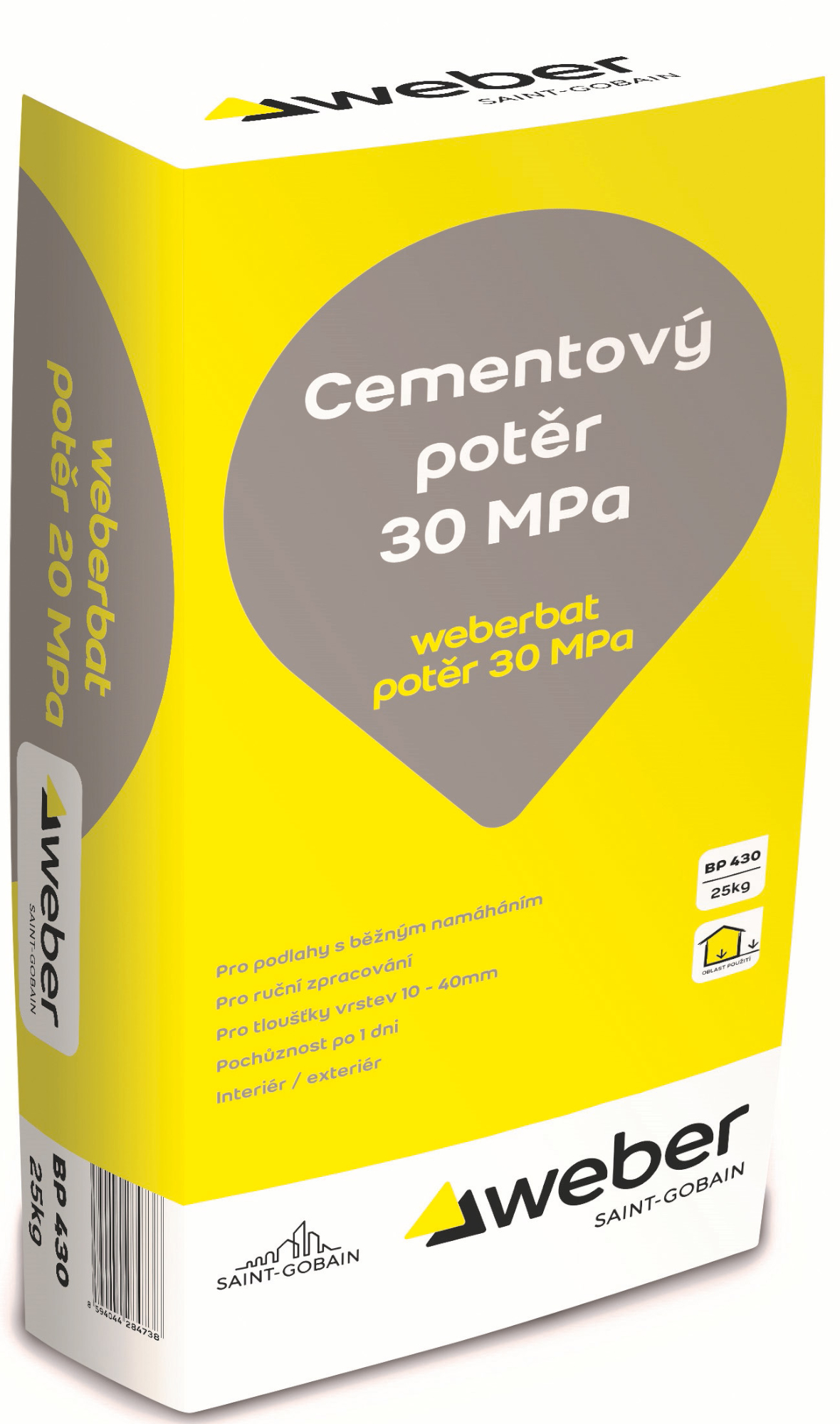 Potěr cementový 30 MPa weberbat 25 kg