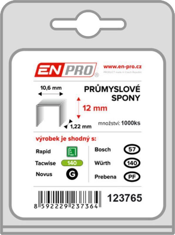 Spony ENPRO 345 10,6×8×1,22 mm 5 000 ks