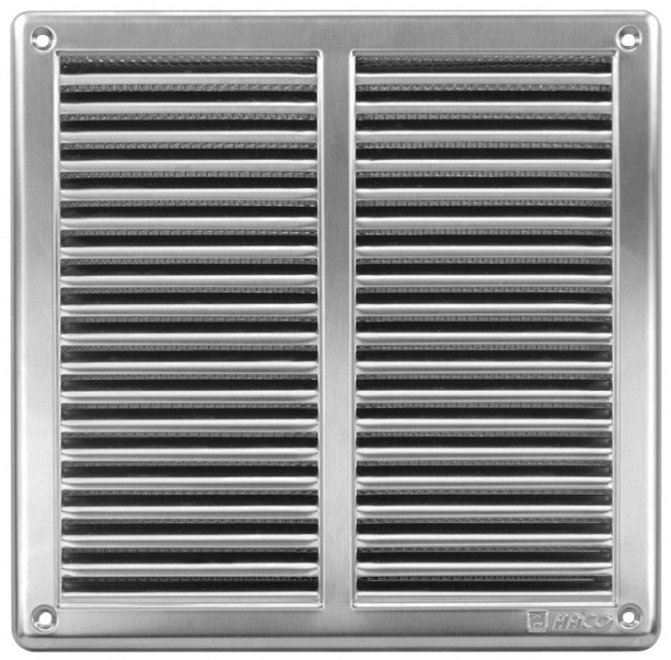 Mřížka větrací se sítí HACO NVM 250×250 mm nerez