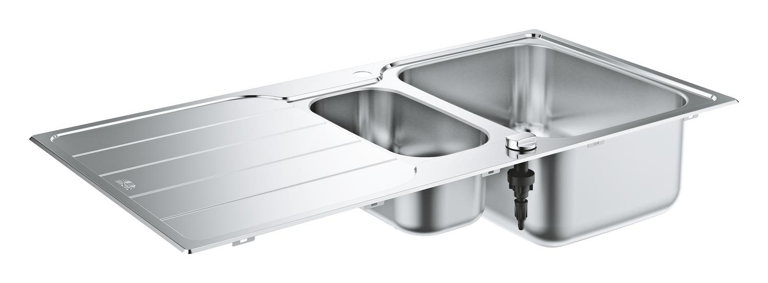 Dřez nerezový s odkapem a vaničkou Grohe K500 1 000×500 mm kartáčovaná nerez 31572SD1