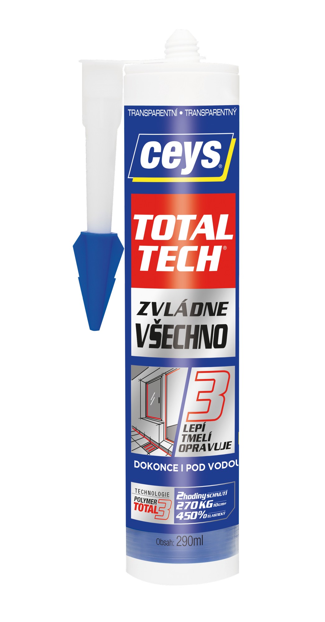 Tmel lepicí Ceys TOTAL TECH Express transparent 290 ml