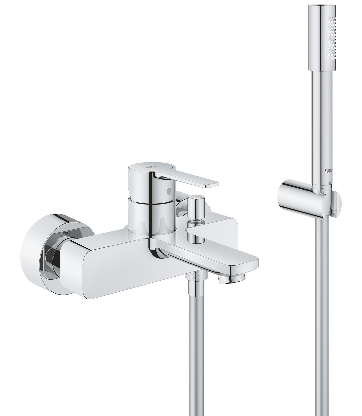 Baterie vanová nástěnná Grohe Lineare chrom s přepínačem a sprchovým setem 33850001