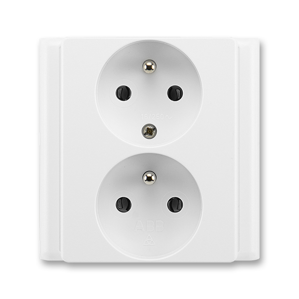 Zásuvka 230 V 81×81 dvojnásobná kompletní ABB Classic jasně bílá