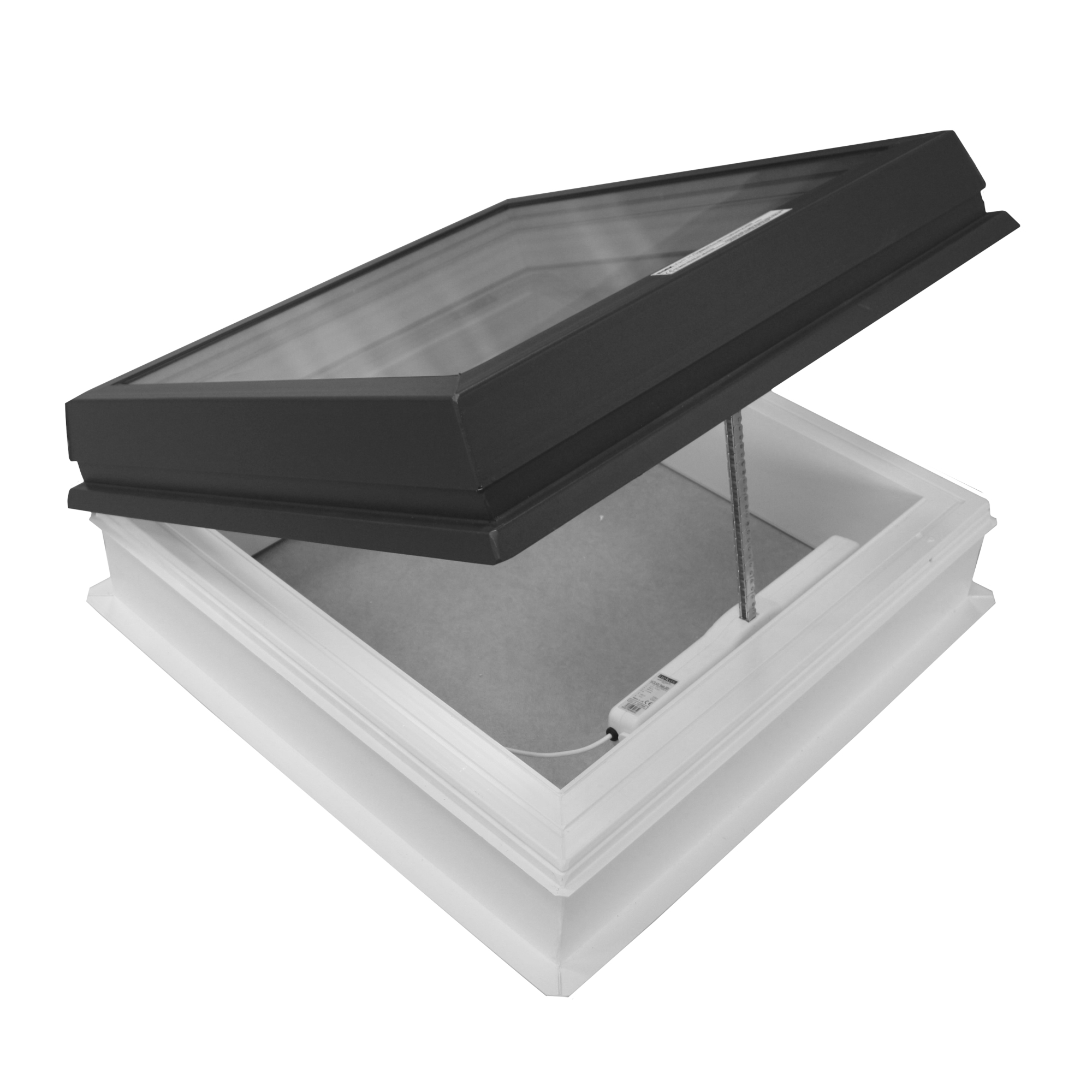 Světlík plochý otevíravý DEKLIGHT BOX ACG/G/RAL 7016 OPE/EL dvojsklo manžeta 15 cm 120×120 cm