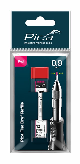 Tuhy náhradní Pica Fine Dry 0,9 mm červené 12 ks
