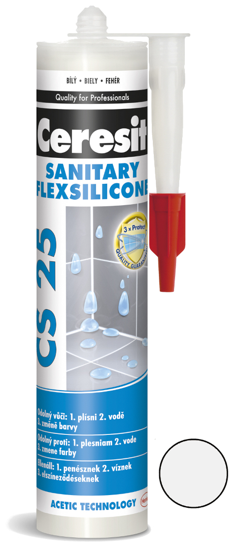 Tmel silikonový sanitární Ceresit CS 25 bílý 280 ml