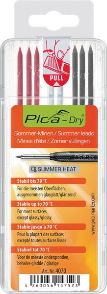 Tuhy náhradní kulaté Pica Dry černé/bílé/červené 8 ks