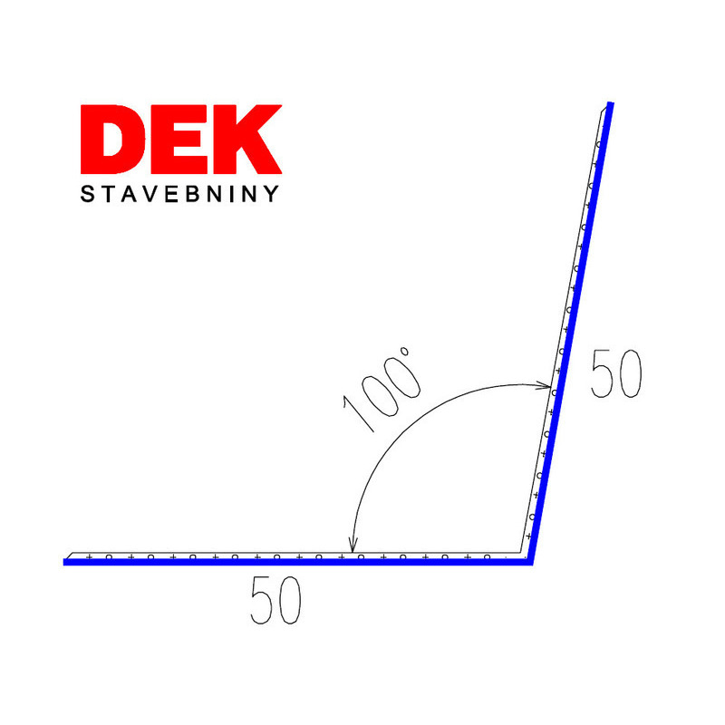 E-shop Lišta kútová vnútorná VIPLANYL PVC uhol 100° r.š. 100 mm 50×50 mm
