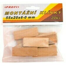 Montážne drevené klinky 55x20x6-0 mm, 20ks/bal.