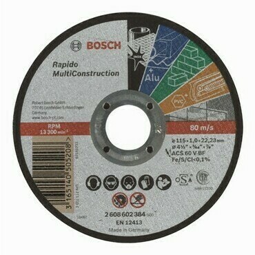 Rovný rezací kotúč Bosch Rapido Multi Construction, priemer 115 mm (25ks/obj)