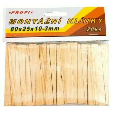 Montážne drevené klinky 80x25x10-3 mm, 20ks/bal.