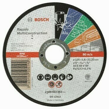 Rovný rezací kotúč Bosch Rapido Multi Construction, priemer 125 mm, hrúbka 1,6 mm (25ks/obj)