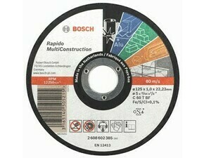 Rovný rezací kotúč Bosch Rapido Multi Construction, priemer 125 mm, hrúbka 1 mm (25ks/obj)