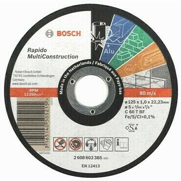 Rovný rezací kotúč Bosch Rapido Multi Construction, priemer 125 mm, hrúbka 1 mm (25ks/obj)