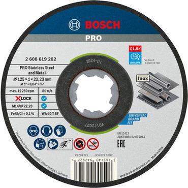 Rezný kotúč Bosch Standard for Inox X-LOCK 125×1 mm 10 ks