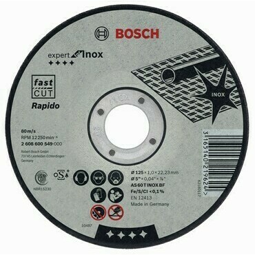 Rovný rezný kotúč na nehrdzavejúcu oceľ Bosch Expert for Inox - Rapido, priemer 125 mm (25ks/obj)