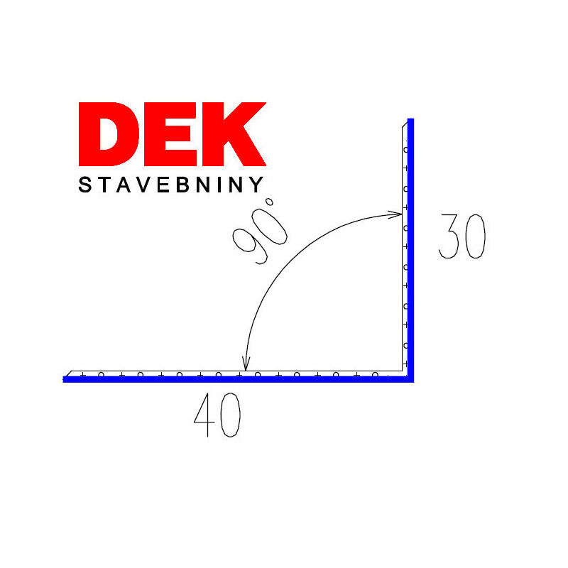 E-shop Lišta kútová vnútorná VIPLANYL PVC uhol 90° r.š. 70 mm 30×40 mm
