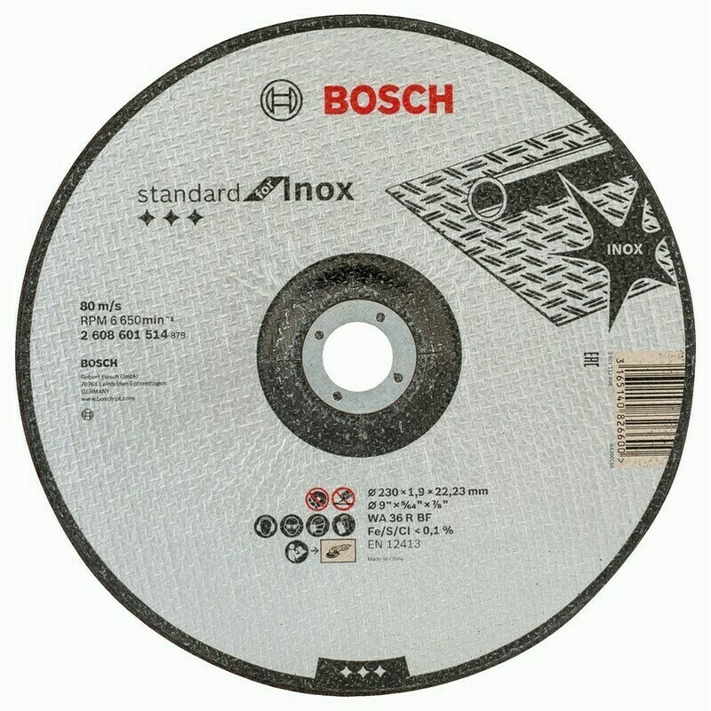 Rezací kotúč s prelisom na nehrdzavejúcu oceľ Bosch Standard for Inox, priemer 230 mm (25ks/obj)