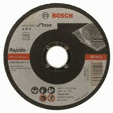 Rovný rezný kotúč na nehrdzavejúcu oceľ Bosch Standard for Inox - Rapido, priemer 115 mm (25ks/obj)