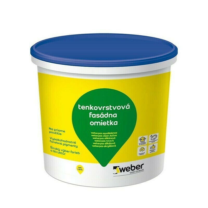Omietka roztieraná weberpas aquabalance 2 mm SE7B. tenkovrstvová, hydrofilná, vysoko odolná, jednoducho spracovateľná, s organickým pojivom, na priame použitie, do exteriéru, 1,5 kg/m2 spotreba, 25kg/bal.