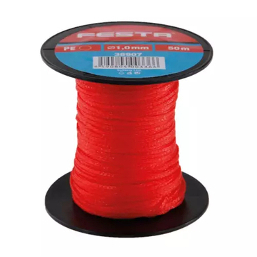 Stavebebný pleteny povrázok 50 m, červený 1,7 mm