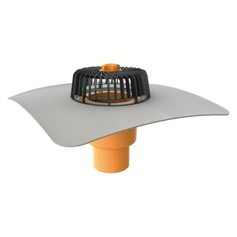 E-shop Zvislý strešný vtok TW 110 PVC S s integrovanou PVC manžetou