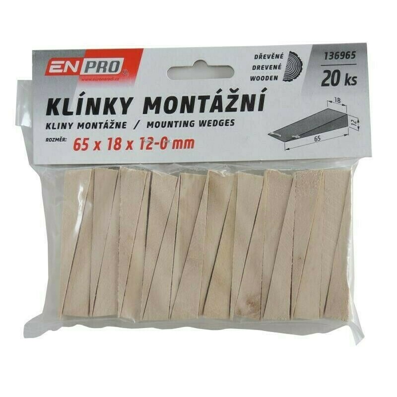 E-shop Montážne drevené klinky 65x18x12-0 mm, 20ks/bal.