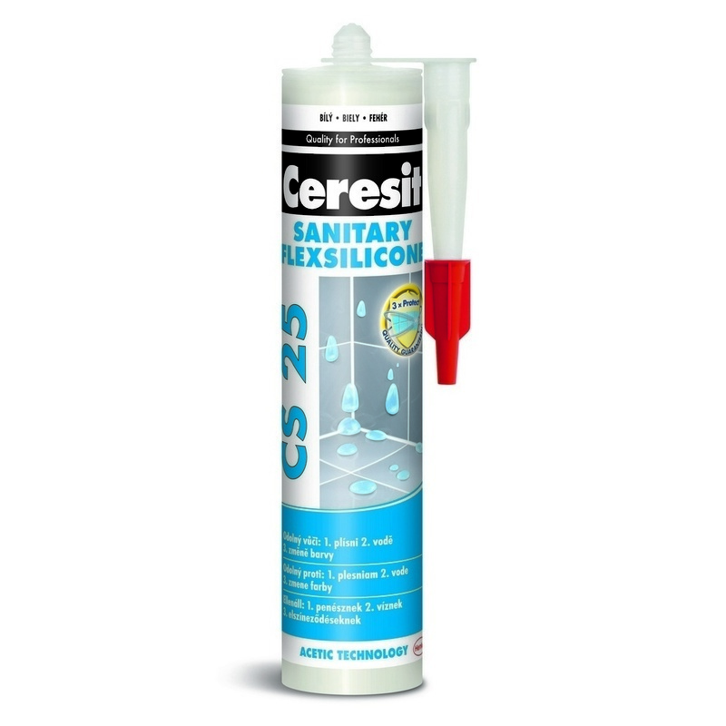 Silikón sanitárny Ceresit CS 25, 280 ml cementovo šedý.