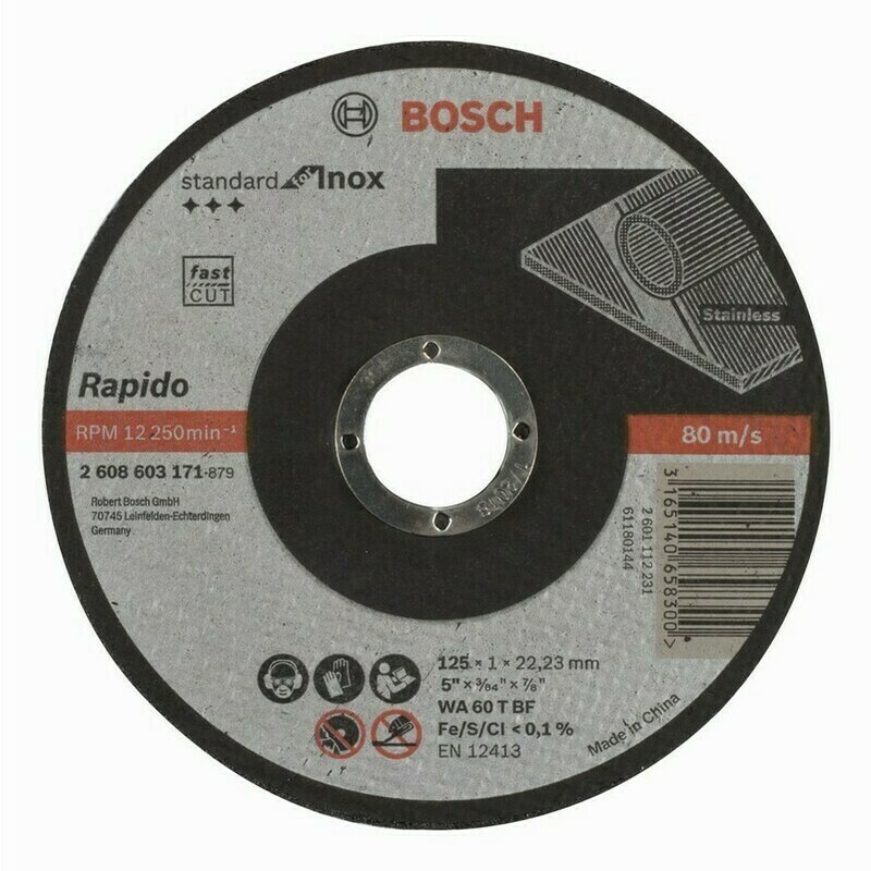 E-shop Rezný kotúč na nehrdzavejúcu oceľ Bosch Standard for Inox-Rapido,priemer 125 mm, hr. 1 mm (25ks/obj)