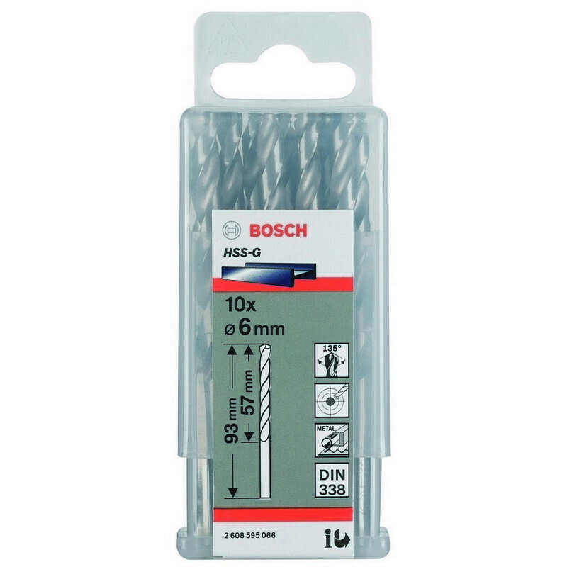 E-shop Vrták do kovu BOSCH HSS-G, 6x57x93mm 10ks v balenie