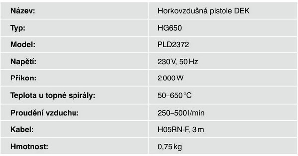 Pistole horkovzdušná DEK HG650_2