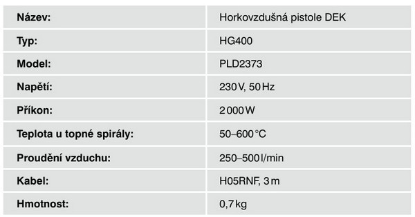 Pistole horkovzdušná DEK HG400_2