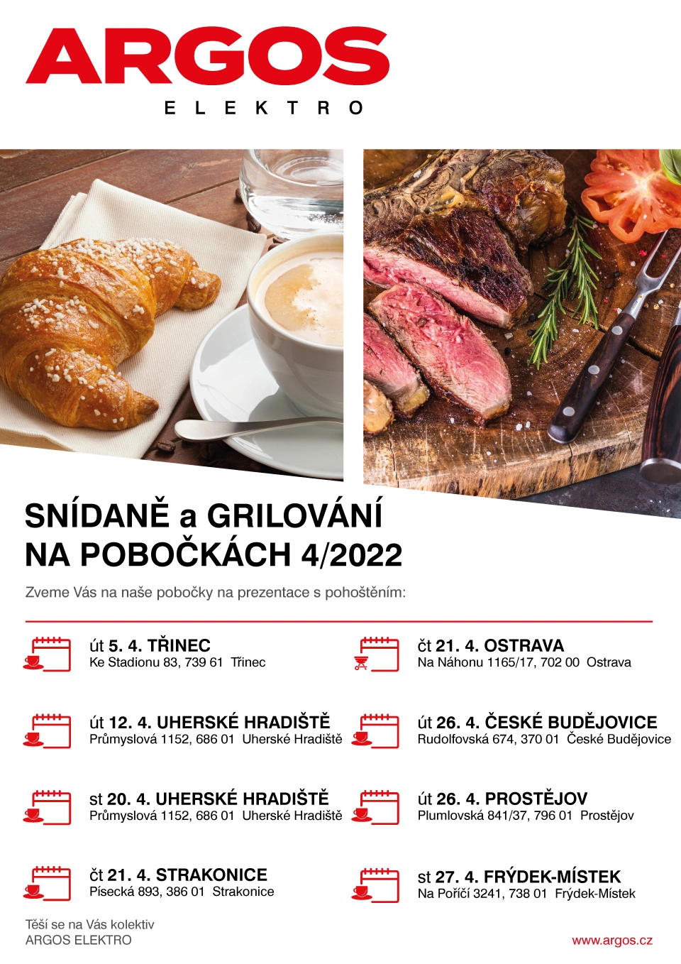 Snídaně a grilování na pobočkách ARGOS 4/2022