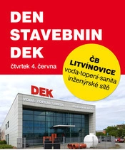 Den Stavebnin DEK: Specializovaný areál pro vodu, topení a sanitu v Litvínovicích